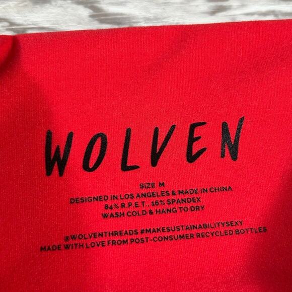 Wolven Red High Rise Pocket Leggings Eco Recycled Yoga Pants M - Picture 5 of 5